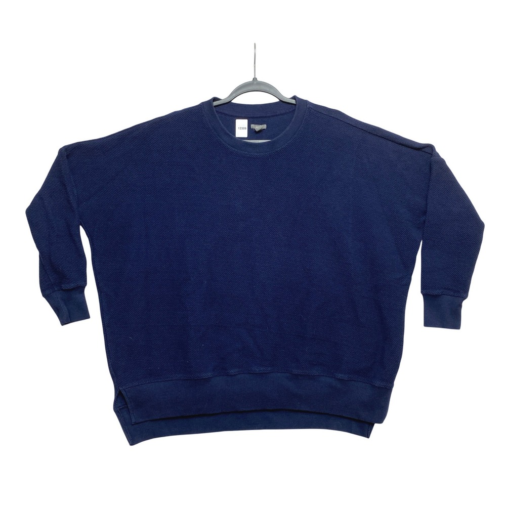 Aerie Sweatshirt Womens S Navy Blue Oversized Waffle Knit Crew Neck Pullover